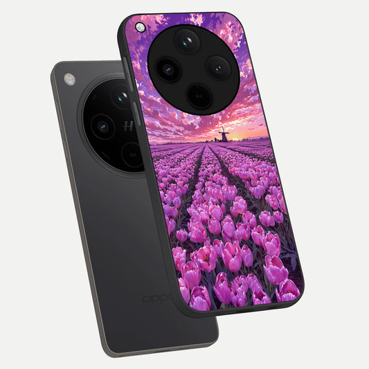 Lavender Dream Skies phone case For Oppo Find X8 showing premium glass back cover with detailed artwork