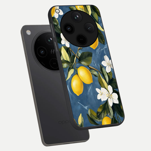 Lemon Dream Garden phone case For Oppo Find X8 showing premium glass back cover with detailed artwork