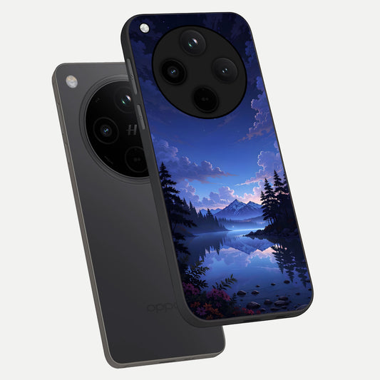 Midnight Lake Peace phone case For Oppo Find X8 showing premium glass back cover with detailed artwork
