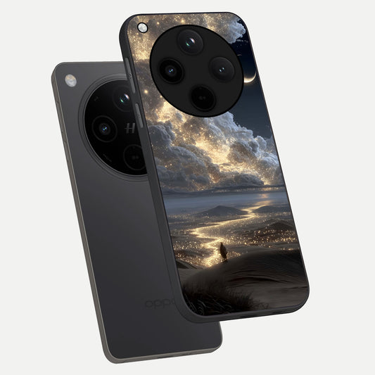 Moonlight Spark Path phone case For Oppo Find X8 showing premium glass back cover with detailed artwork