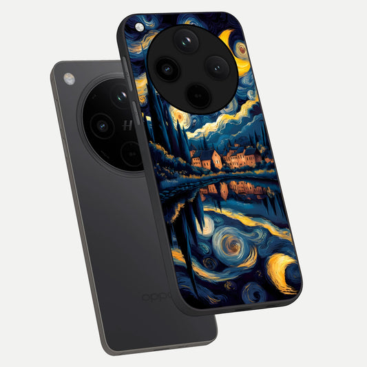 Starry Sky Serenity phone case For Oppo Find X8 showing premium glass back cover with detailed artwork