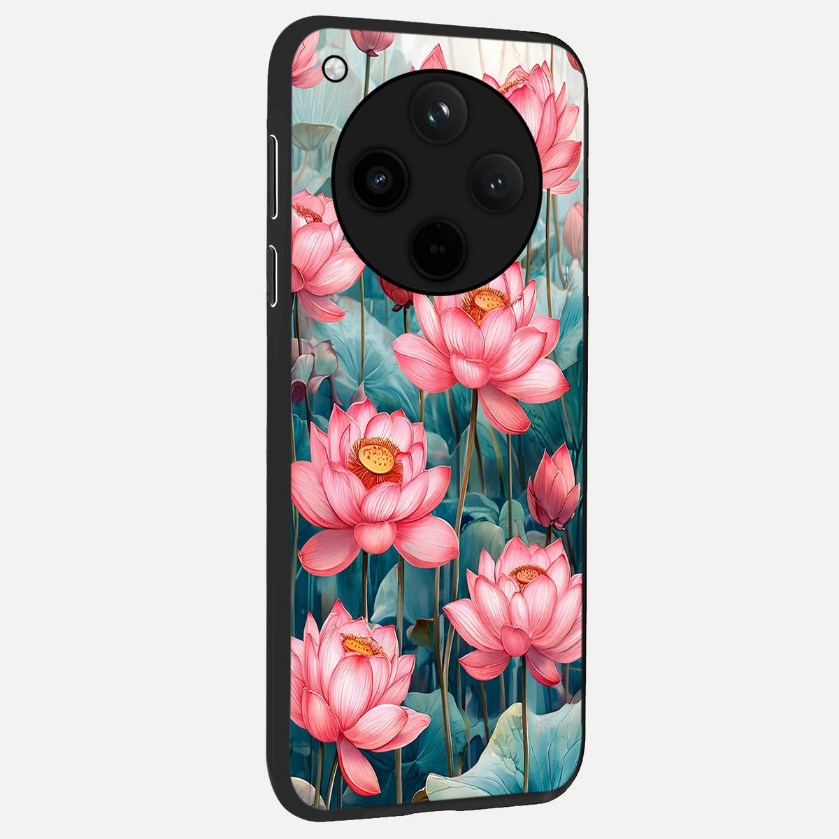 Celestial Pink Lotus back cover For Oppo Find X8 slim fit glass case with vibrant aesthetic design