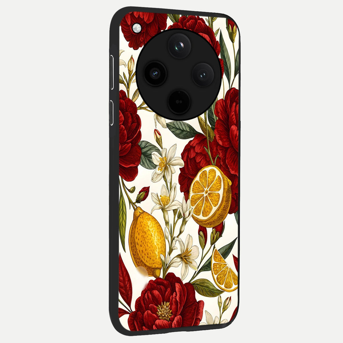 Lemon Rose Charm back cover For Oppo Find X8 slim fit glass case with vibrant aesthetic design