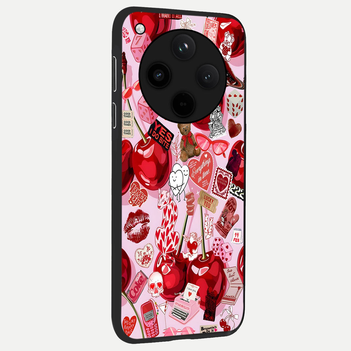 Sweet Cherry Chaos back cover For Oppo Find X8 slim fit glass case with vibrant aesthetic design