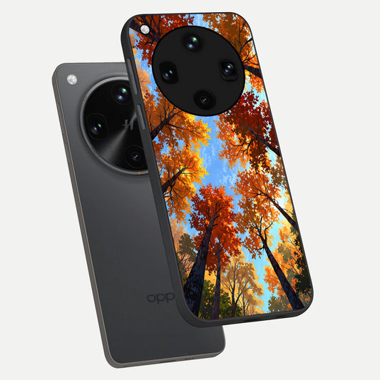 Autumn Sky Rise phone case For Oppo Find X8 Ultra showing premium glass back cover with detailed artwork