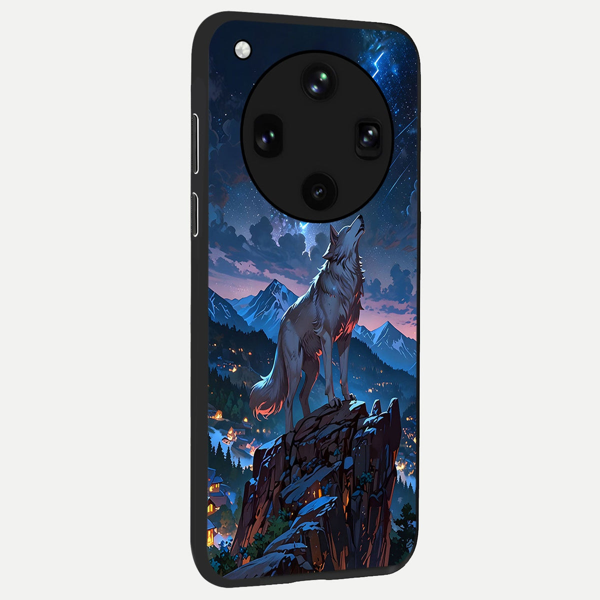 Celestial Wolf Howl back cover For Oppo Find X8 Ultra slim fit glass case with vibrant aesthetic design