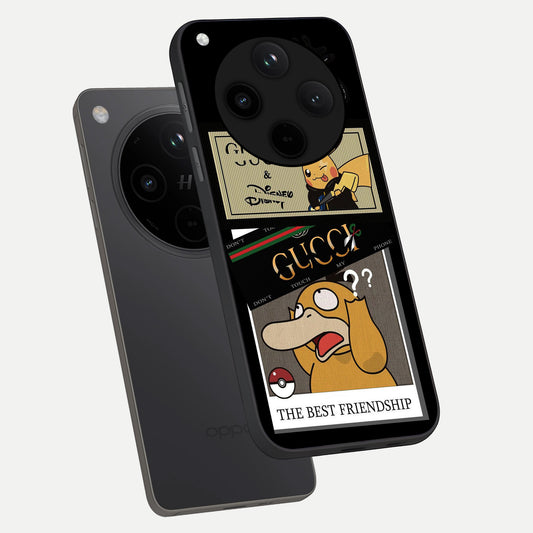 Cartoon Brand Play Mashup phone case For Oppo Find X8 Pro showing premium glass back cover with detailed artwork