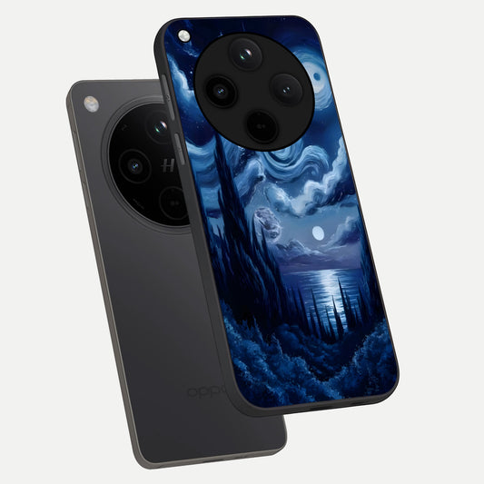 Celestial Dream Van Gogh phone case For Oppo Find X8 Pro showing premium glass back cover with detailed artwork
