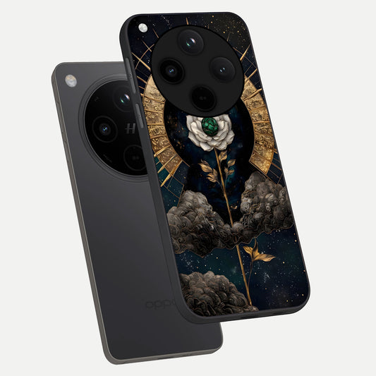 Celestial Lotus Morang phone case For Oppo Find X8 Pro showing premium glass back cover with detailed artwork