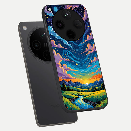 Dreamy Night Landscape phone case For Oppo Find X8 Pro showing premium glass back cover with detailed artwork