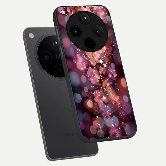 Glowing Petal Bliss phone case For Oppo Find X8 Pro showing premium glass back cover with detailed artwork