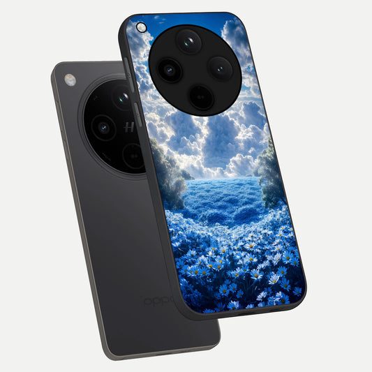 Heavenly Daisy Horizon phone case For Oppo Find X8 Pro showing premium glass back cover with detailed artwork