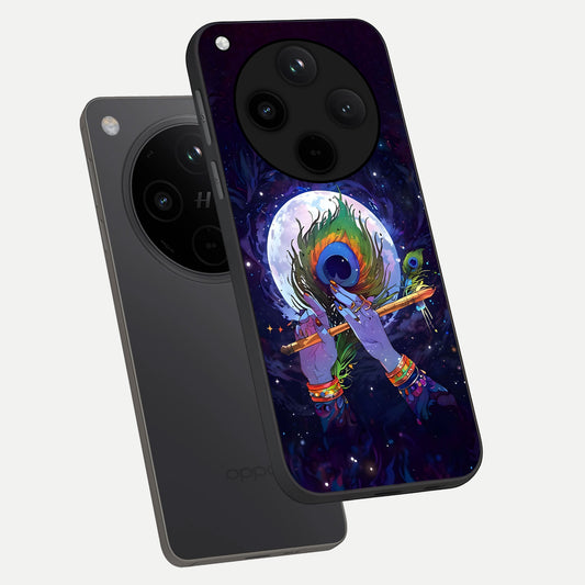 Krishna Hands Art phone case For Oppo Find X8 Pro showing premium glass back cover with detailed artwork