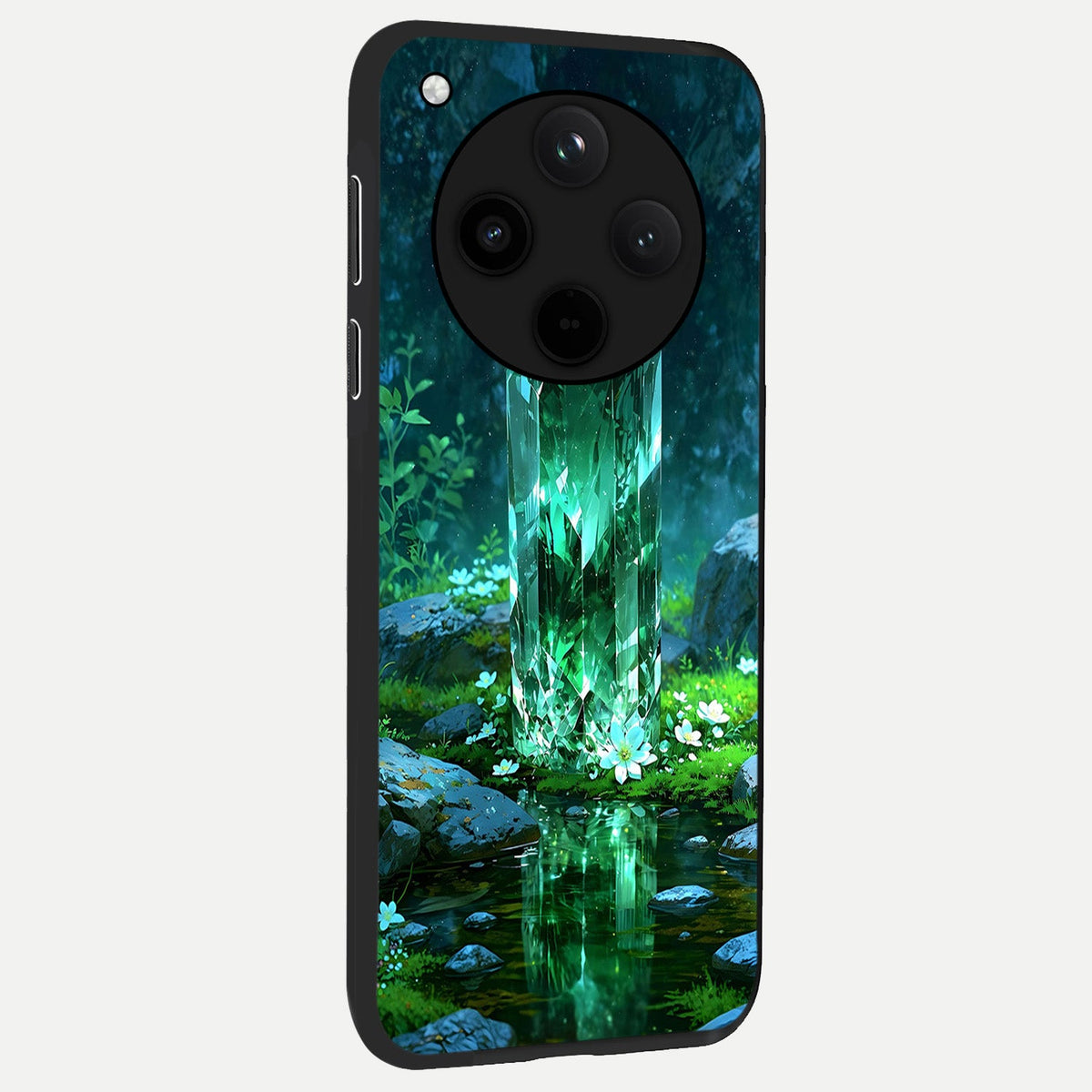 Emerald Light Crystal back cover For Oppo Find X8 Pro slim fit glass case with vibrant aesthetic design