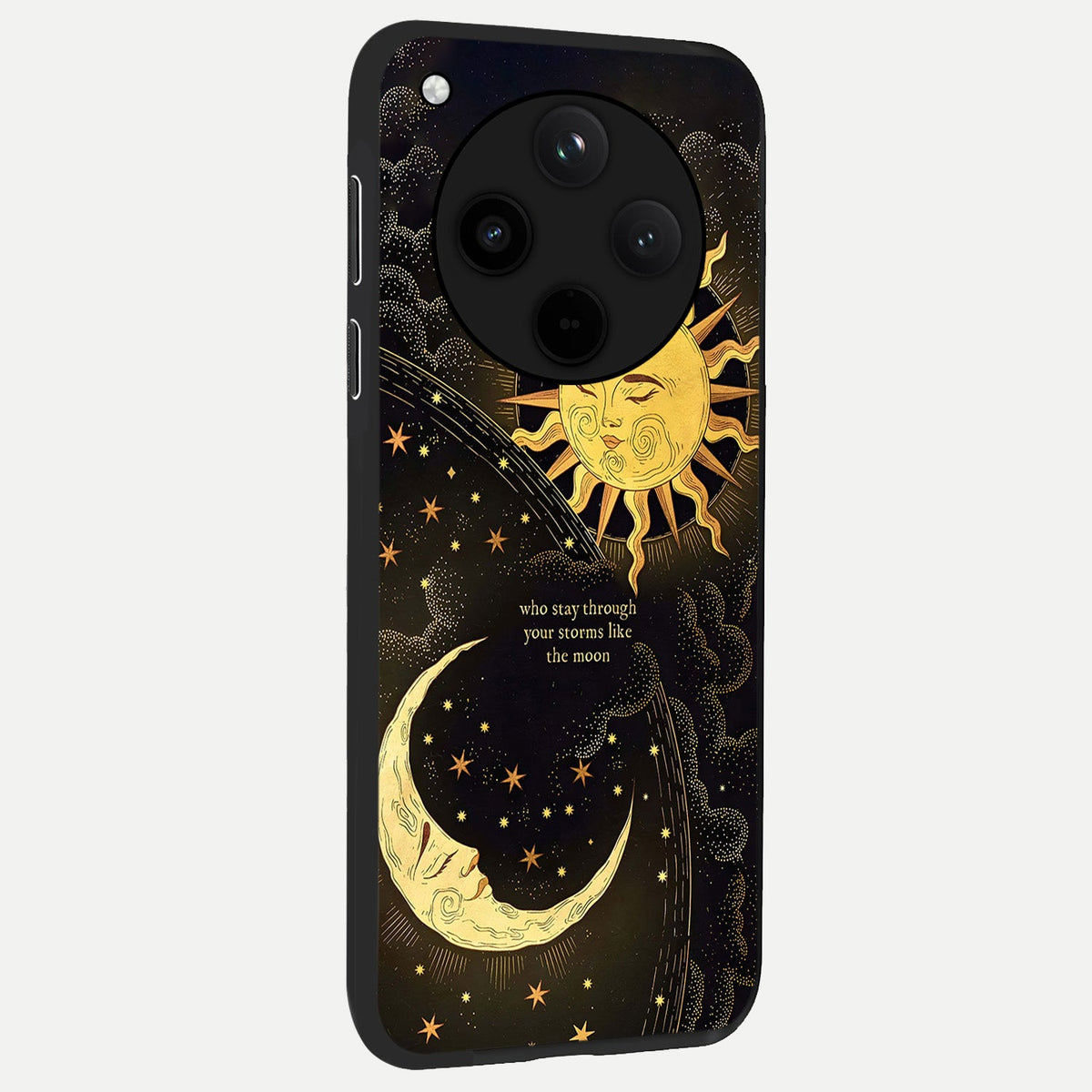 Golden Lunar Love back cover For Oppo Find X8 Pro slim fit glass case with vibrant aesthetic design
