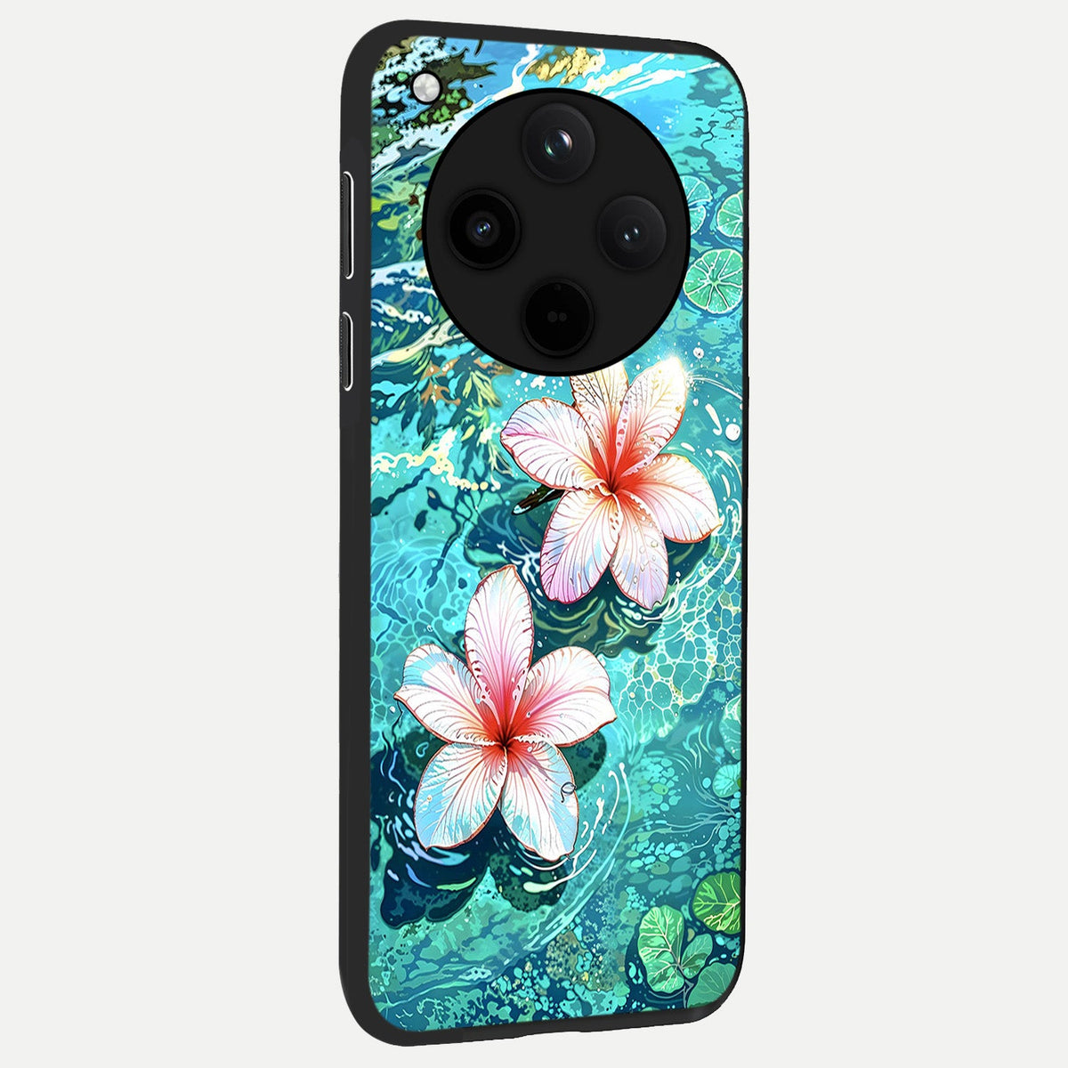 Pink Flowers in Water back cover For Oppo Find X8 Pro slim fit glass case with vibrant aesthetic design