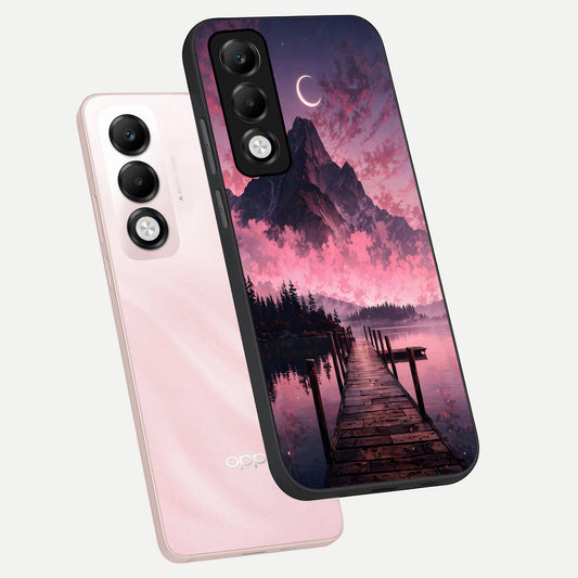 Beautiful Mountain View phone case For Oppo K13x 5G showing premium glass back cover with detailed artwork