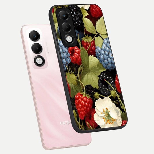 Berry Bloom Charm phone case For Oppo K13x 5G showing premium glass back cover with detailed artwork