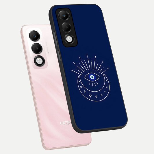 Blue Evil Eye phone case For Oppo K13x 5G showing premium glass back cover with detailed artwork