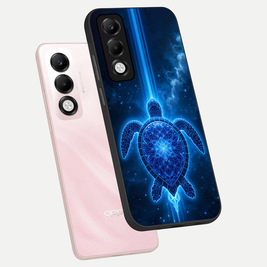 Blue Galaxy Turtle phone case For Oppo K13x 5G showing premium glass back cover with detailed artwork