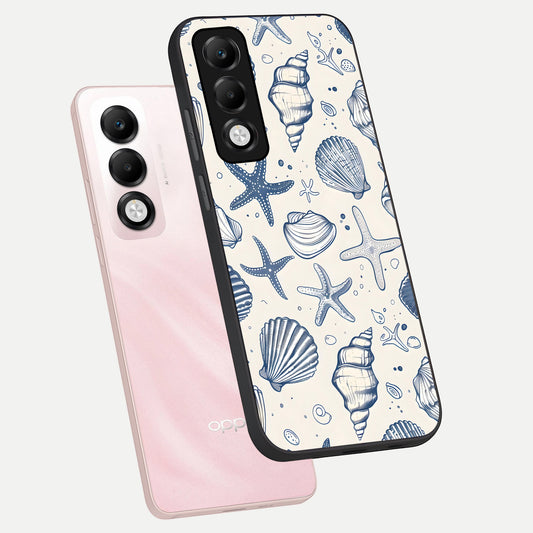 Blue Ocean Outline phone case For Oppo K13x 5G showing premium glass back cover with detailed artwork