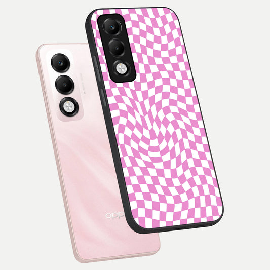 Bubblegum Check Wave phone case For Oppo K13x 5G showing premium glass back cover with detailed artwork