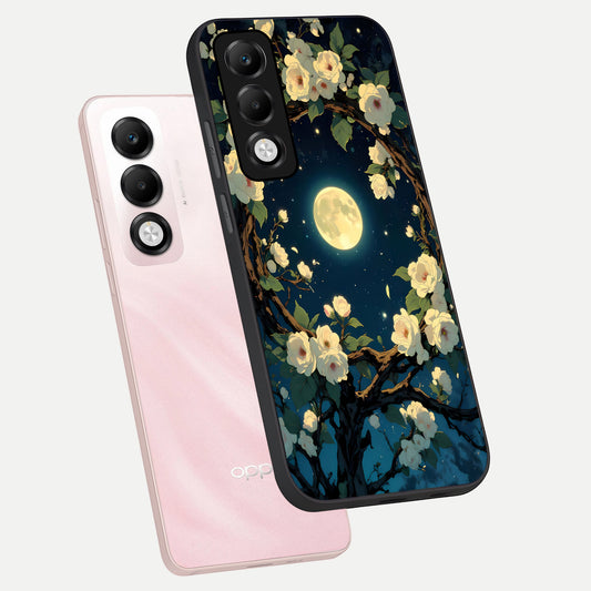 Celestial Moon And Flower phone case For Oppo K13x 5G showing premium glass back cover with detailed artwork