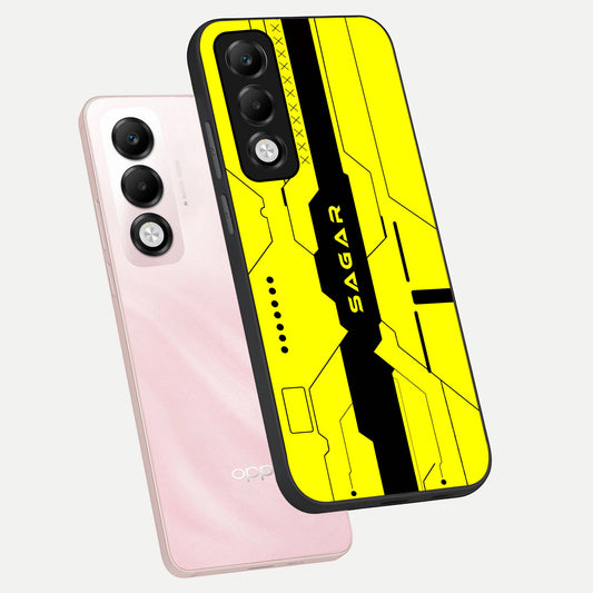 Circuit CYBERPUNK Custom Name phone case For Oppo K13x 5G showing premium glass back cover with detailed artwork