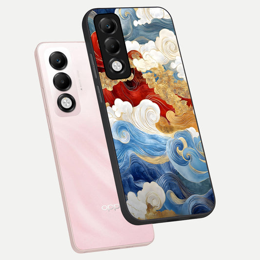 Colored Waves phone case For Oppo K13x 5G showing premium glass back cover with detailed artwork