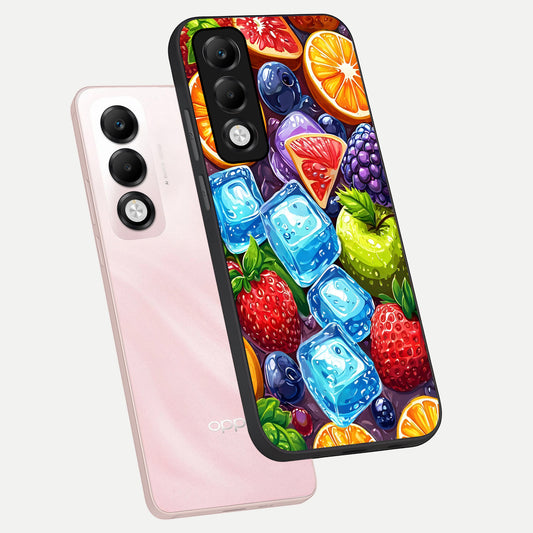 Colorful Fruits with Ice phone case For Oppo K13x 5G showing premium glass back cover with detailed artwork