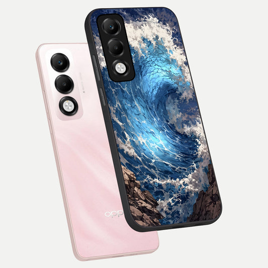 Giant Ocean Wave phone case For Oppo K13x 5G showing premium glass back cover with detailed artwork