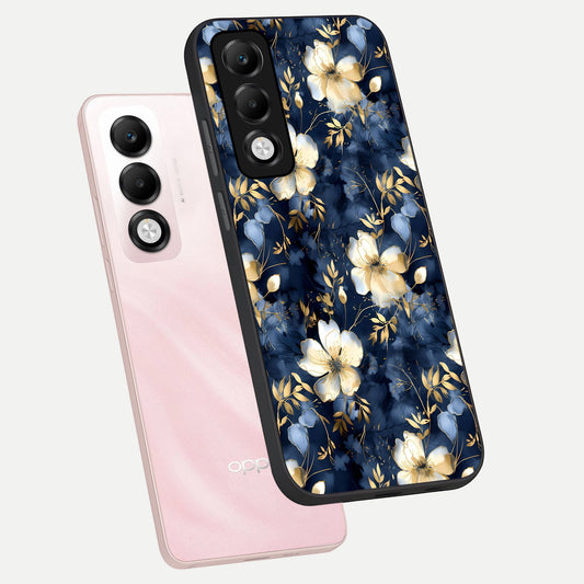 Golden Midnight Bloom phone case For Oppo K13x 5G showing premium glass back cover with detailed artwork