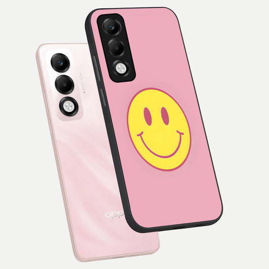 Happy Pink Mood phone case For Oppo K13x 5G showing premium glass back cover with detailed artwork