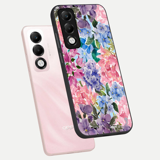 Pastel Floral Mix phone case For Oppo K13x 5G showing premium glass back cover with detailed artwork