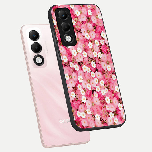 Pink Daisy Bliss phone case For Oppo K13x 5G showing premium glass back cover with detailed artwork