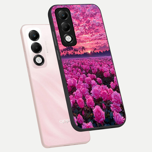 Rose Sunset Valley phone case For Oppo K13x 5G showing premium glass back cover with detailed artwork