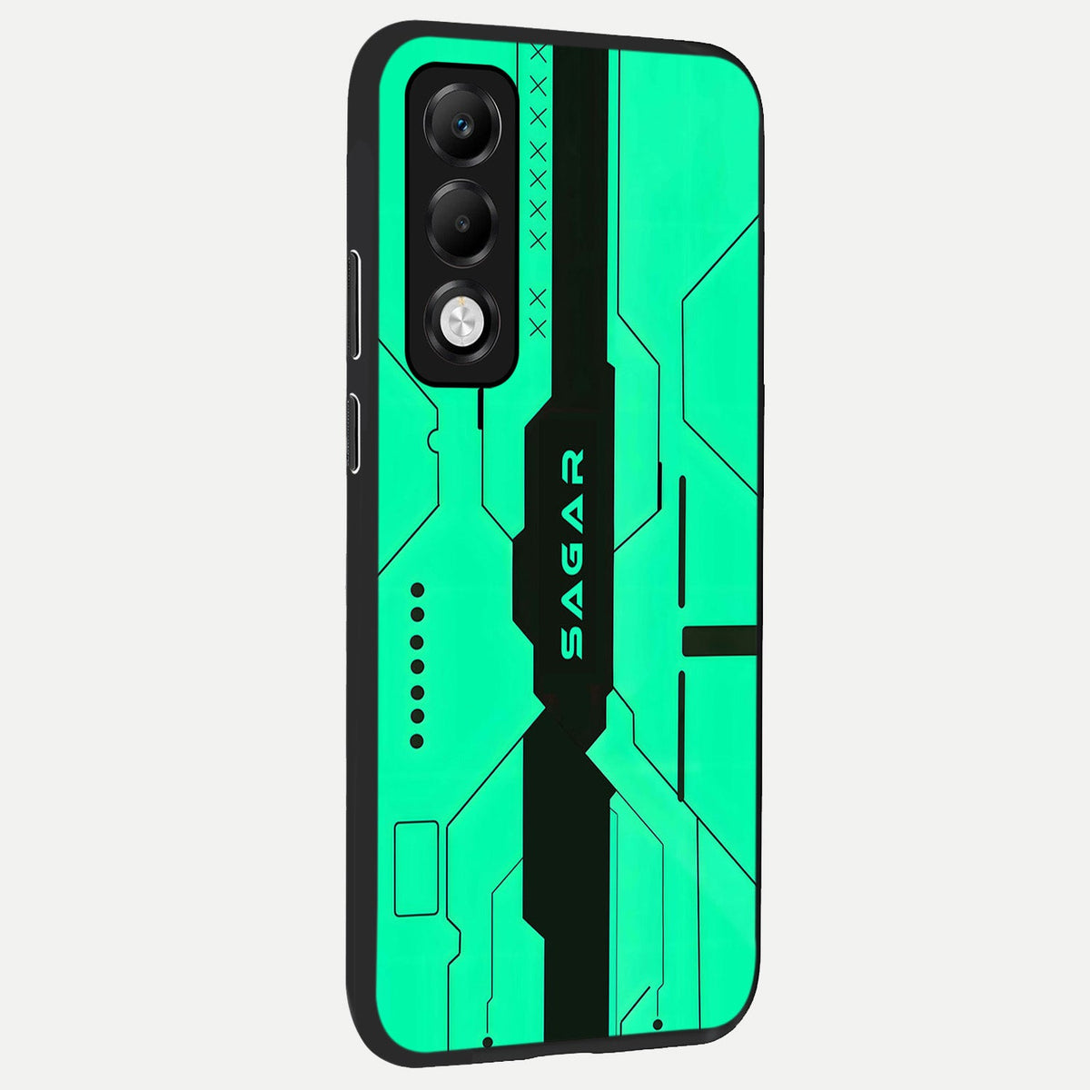 Aqua Tech CYBERPUNK Custom Name back cover For Oppo K13x 5G slim fit glass case with vibrant aesthetic design