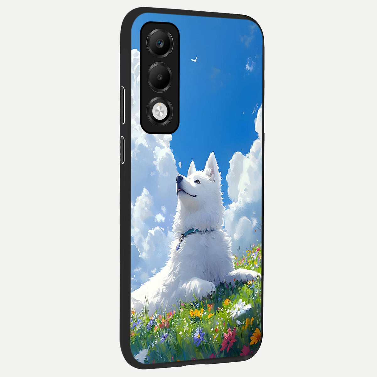 Blissful Cloud Pup back cover For Oppo K13x 5G slim fit glass case with vibrant aesthetic design