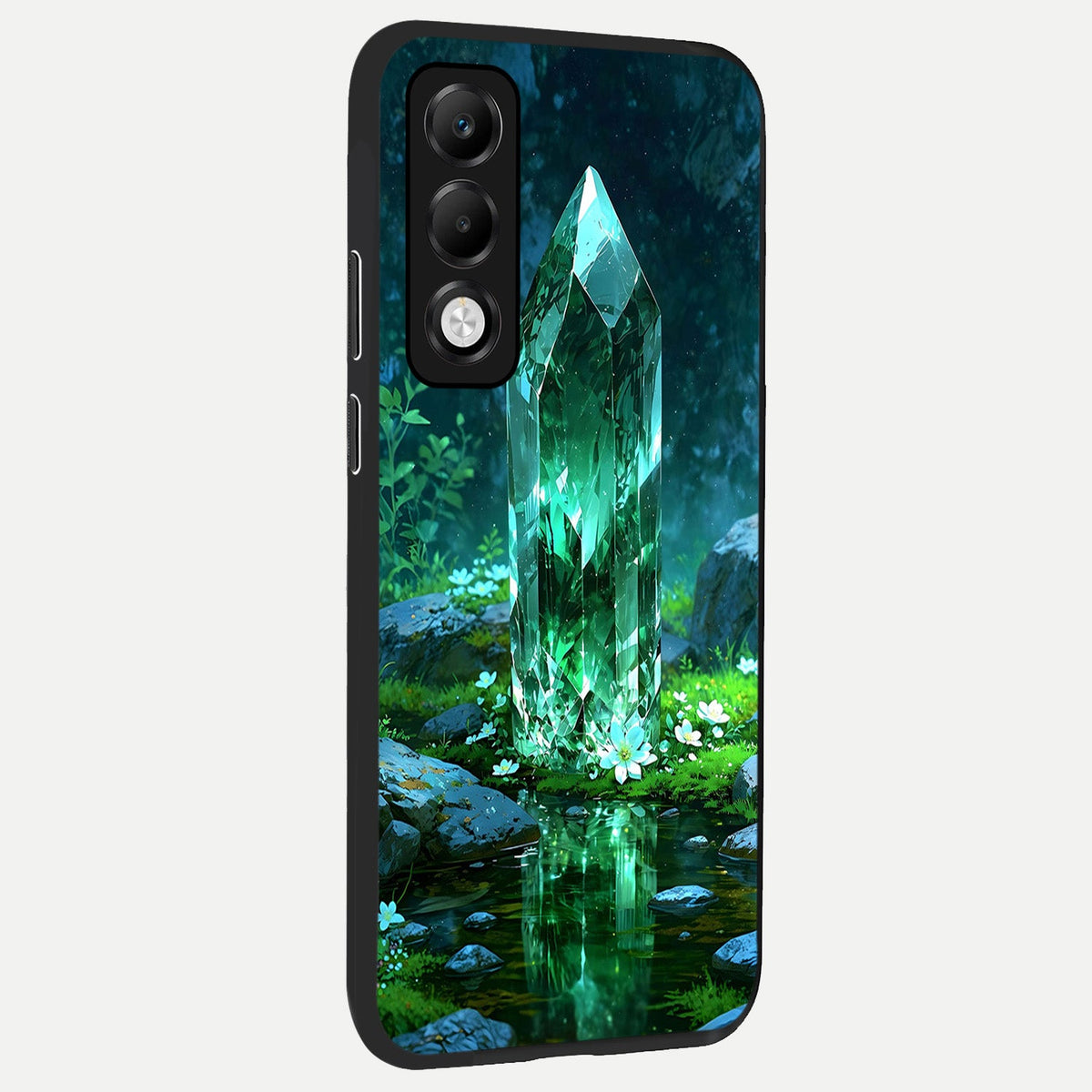 Emerald Light Crystal back cover For Oppo K13x 5G slim fit glass case with vibrant aesthetic design
