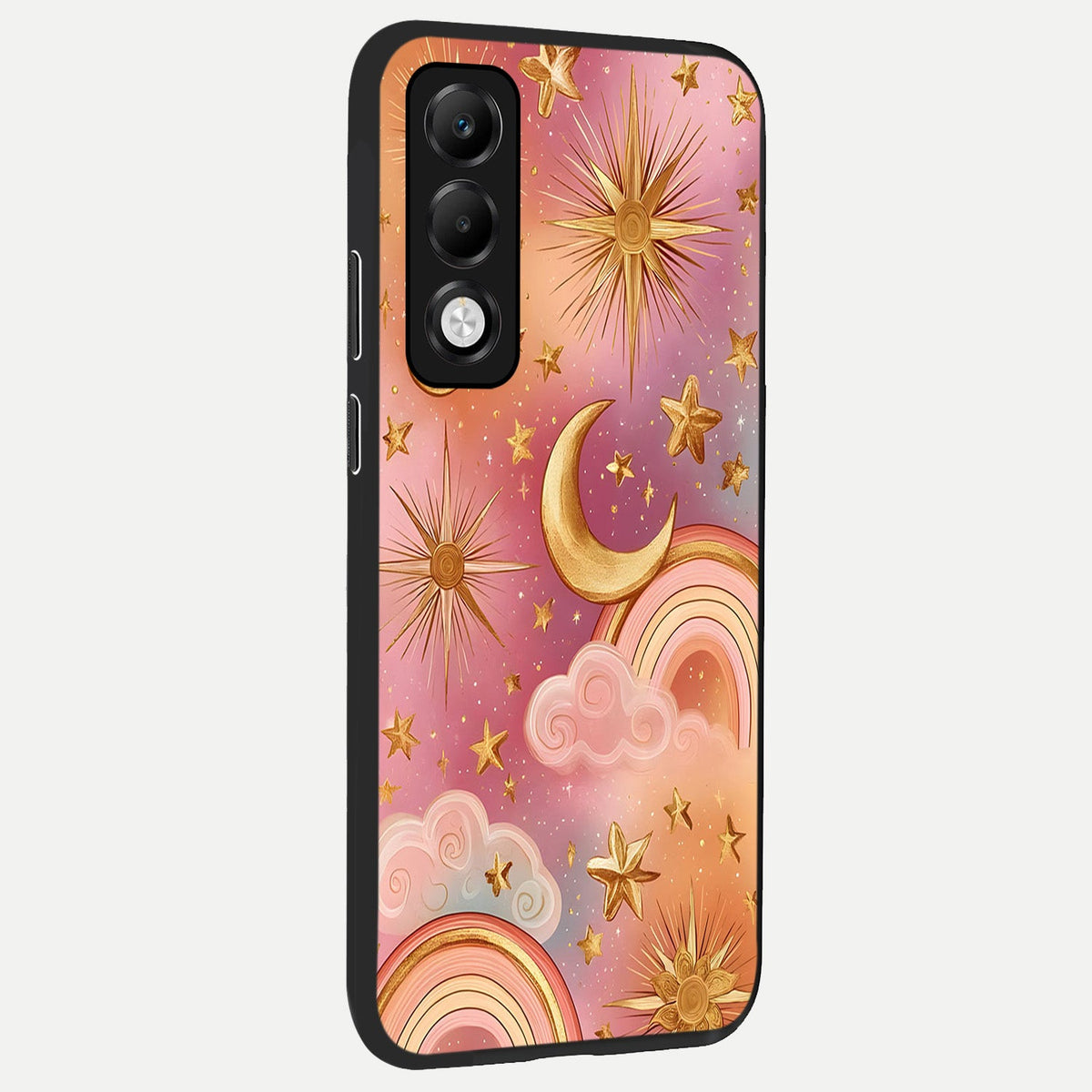 Golden Celestial Dreams back cover For Oppo K13x 5G slim fit glass case with vibrant aesthetic design