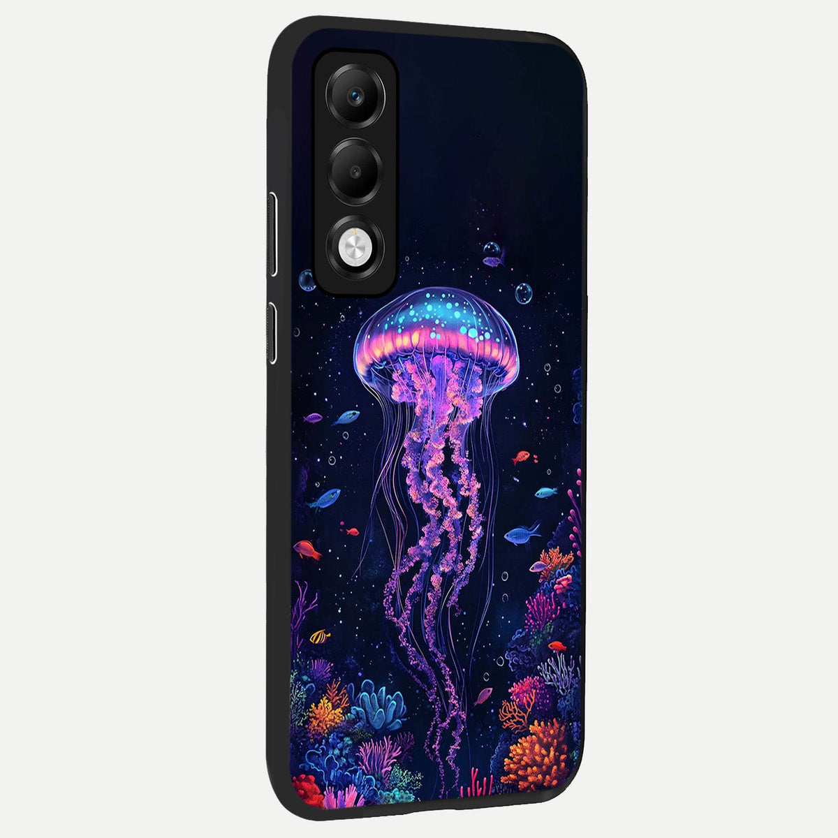 Neon Jellyfish back cover For Oppo K13x 5G slim fit glass case with vibrant aesthetic design