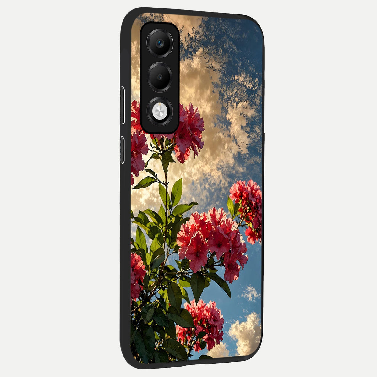 Red Bloom Skies back cover For Oppo K13x 5G slim fit glass case with vibrant aesthetic design