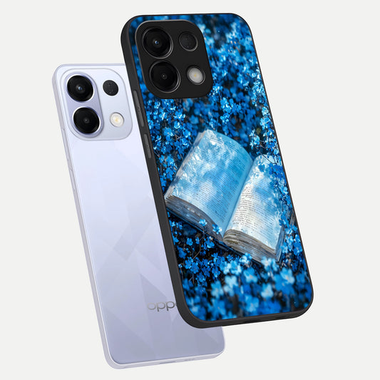 Blue Bloom Tales phone case For Oppo K13 5G showing premium glass back cover with detailed artwork