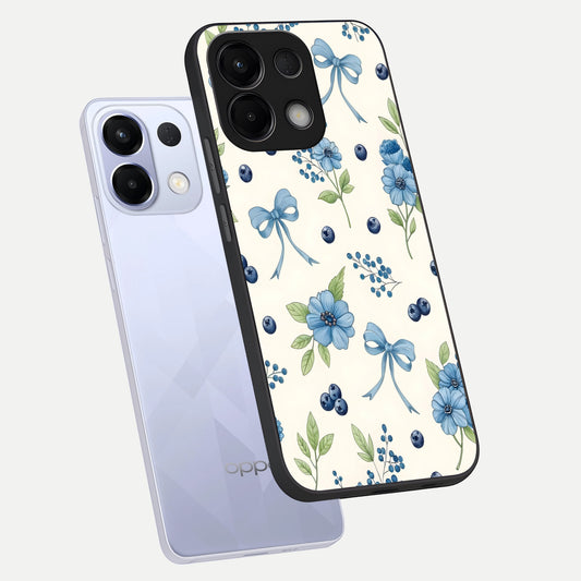 Blue Flower And Bow phone case For Oppo K13 5G showing premium glass back cover with detailed artwork