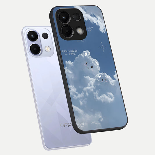 Cloud Bunny Dreams phone case For Oppo K13 5G showing premium glass back cover with detailed artwork