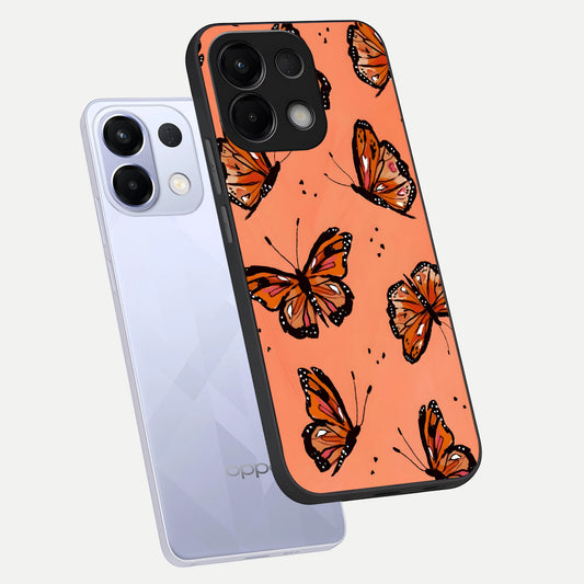 Coral Wing Butterfly phone case For Oppo K13 5G showing premium glass back cover with detailed artwork