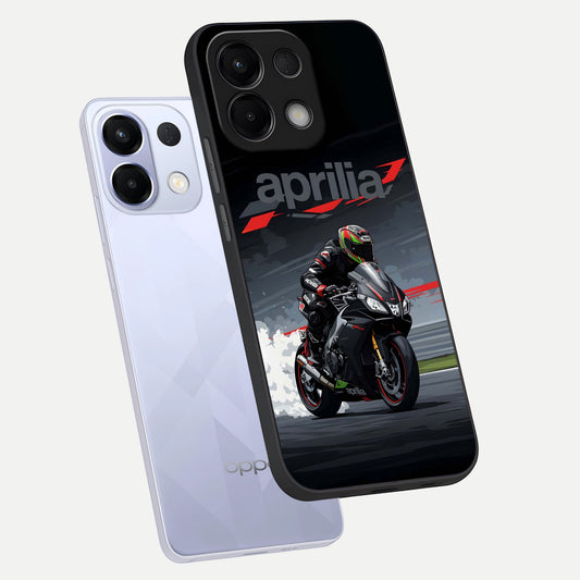 Dark Aprilla phone case For Oppo K13 5G showing premium glass back cover with detailed artwork