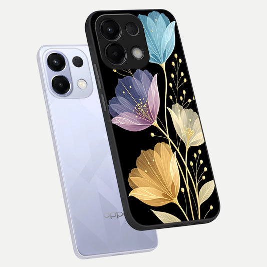 Flower Bloom Glow phone case For Oppo K13 5G showing premium glass back cover with detailed artwork