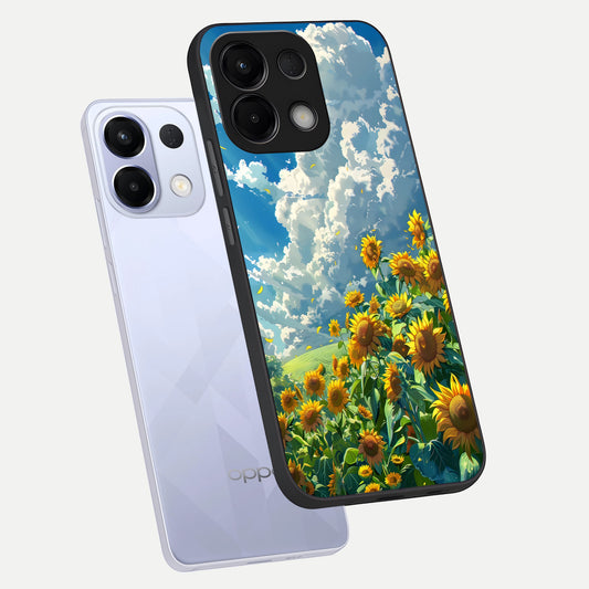 Golden Sun Glory phone case For Oppo K13 5G showing premium glass back cover with detailed artwork