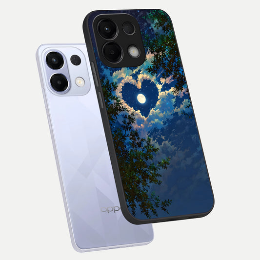 Heart With Moon Sky phone case For Oppo K13 5G showing premium glass back cover with detailed artwork